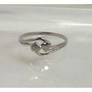 Vintage Double Heart Sterling Silver Ring, Size 7.75, Made in Thailand, 925, 7mm